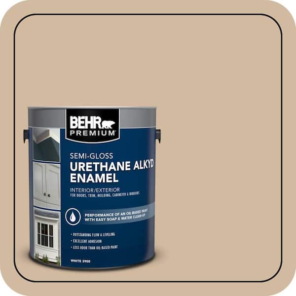 BEHR PREMIUM 1 gal. #AE-16 Sandslope Urethane Alkyd Semi-Gloss Enamel Interior/Exterior Paint (2)