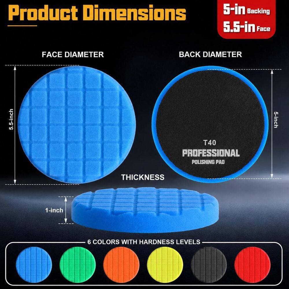 LAIFUCAM 5.5 in. Sponge Wool Buffing Polishing Pads with Hook-and-Loop for Electric Polisher Car Furniture 8 Piece (2)