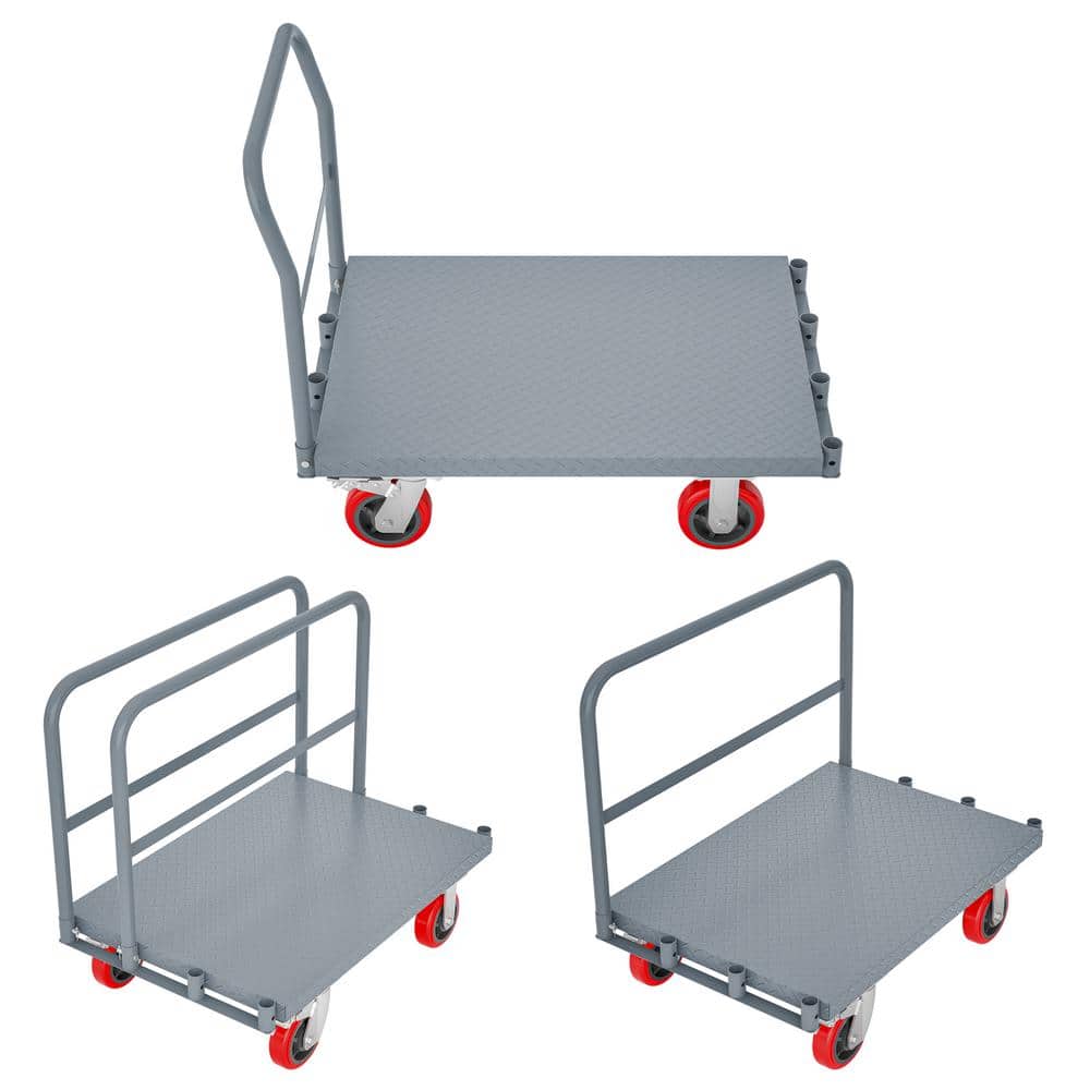 maocao hoom 35 in. x 23 in. Heavy Duty Drywall Cart Lumber Cart Platform Truck Flat Cart, load 2000 lbs. 6 in. Swivel Brake Casters (1)