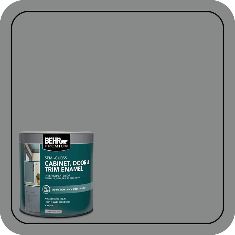 BEHR PREMIUM 1 qt. #N460-5 Slate Rock Semi-Gloss Enamel Interior/Exterior Cabinet, Door & Trim Paint