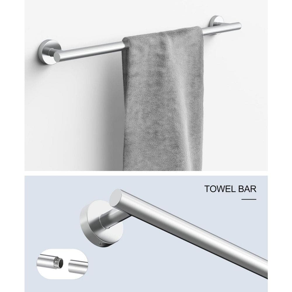 HOMEMYSTIQUE 5-Piece Wall-Mounted Bathroom Hardware Set with 26 in. Towel Bar and Toilet Paper Holder in Polished Chrome (2)