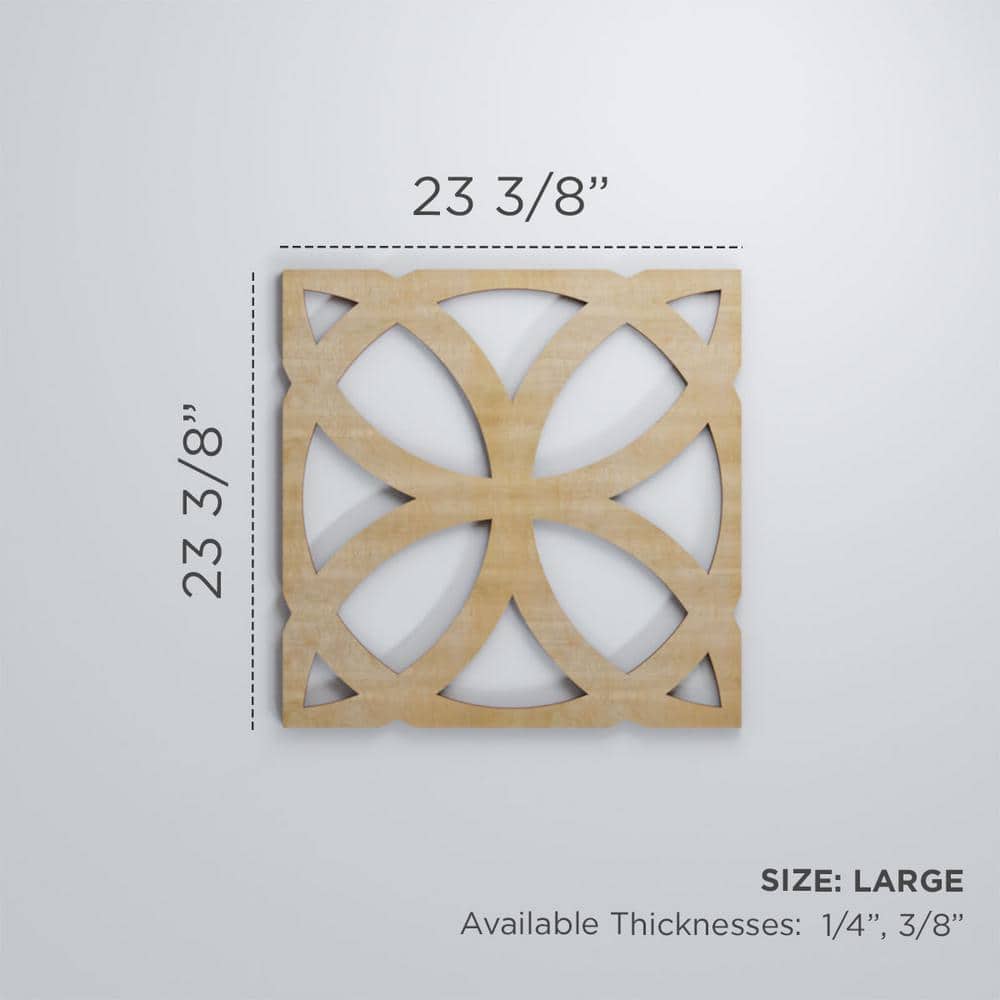 Ekena Millwork 23-3/8" x 23-3/8" x 1/4" Large Daventry Decorative Fretwork Wood Wall Panels, Red Oak (50-Pack) (2)