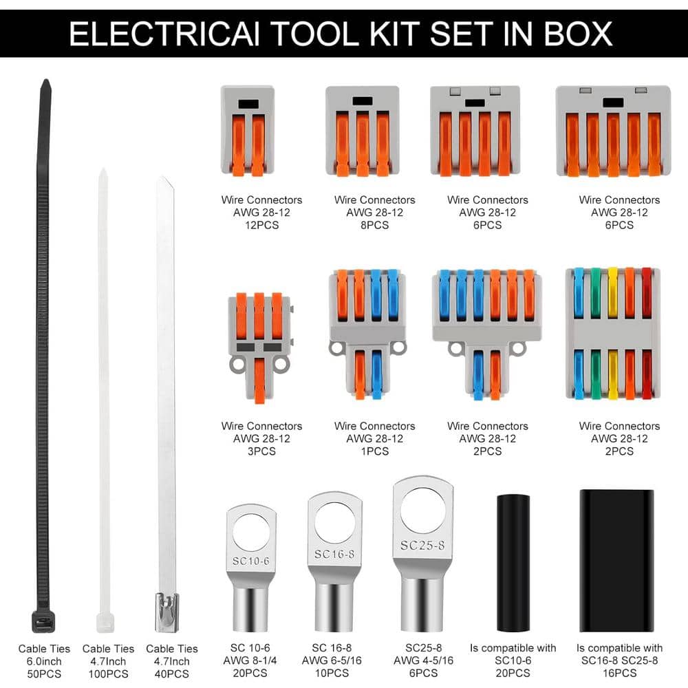 Ahfiwaso Portable Automotive Electrical Tool Kit Set with Wire Connectors Terminals with Crimper (3)