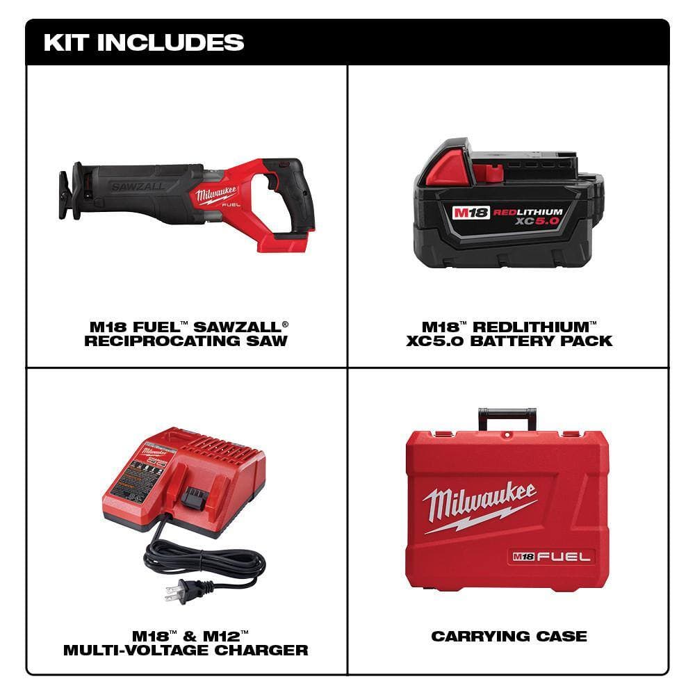 Milwaukee M18 FUEL 18V Lithium-Ion Brushless Cordless SAWZALL Reciprocating Saw Kit w/Brushless Grinder (2)