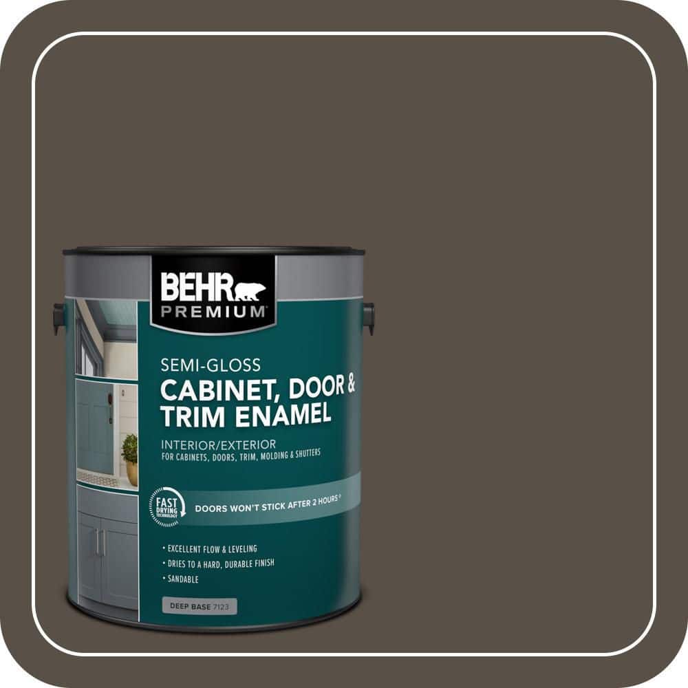 BEHR PREMIUM 1 gal. #N360-7 Potting Soil Semi-Gloss Enamel Interior/Exterior Cabinet, Door & Trim Paint
