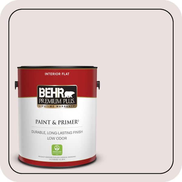 BEHR PREMIUM PLUS 1 gal. #PR-W06 Prelude to Pink Flat Low Odor Interior Paint & Primer (2)