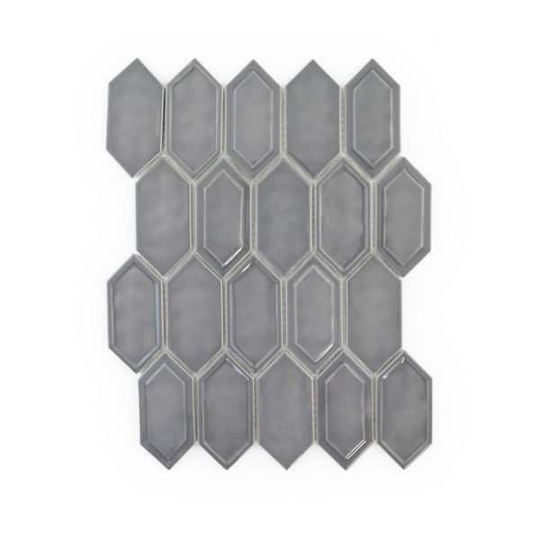 Jeffrey Court Caldera Charcoal Blue 10 in. x 13 in. Hexagon Gloss Glass Mosaic Wall Tile (0.902 Sq. Ft./Each) (2)