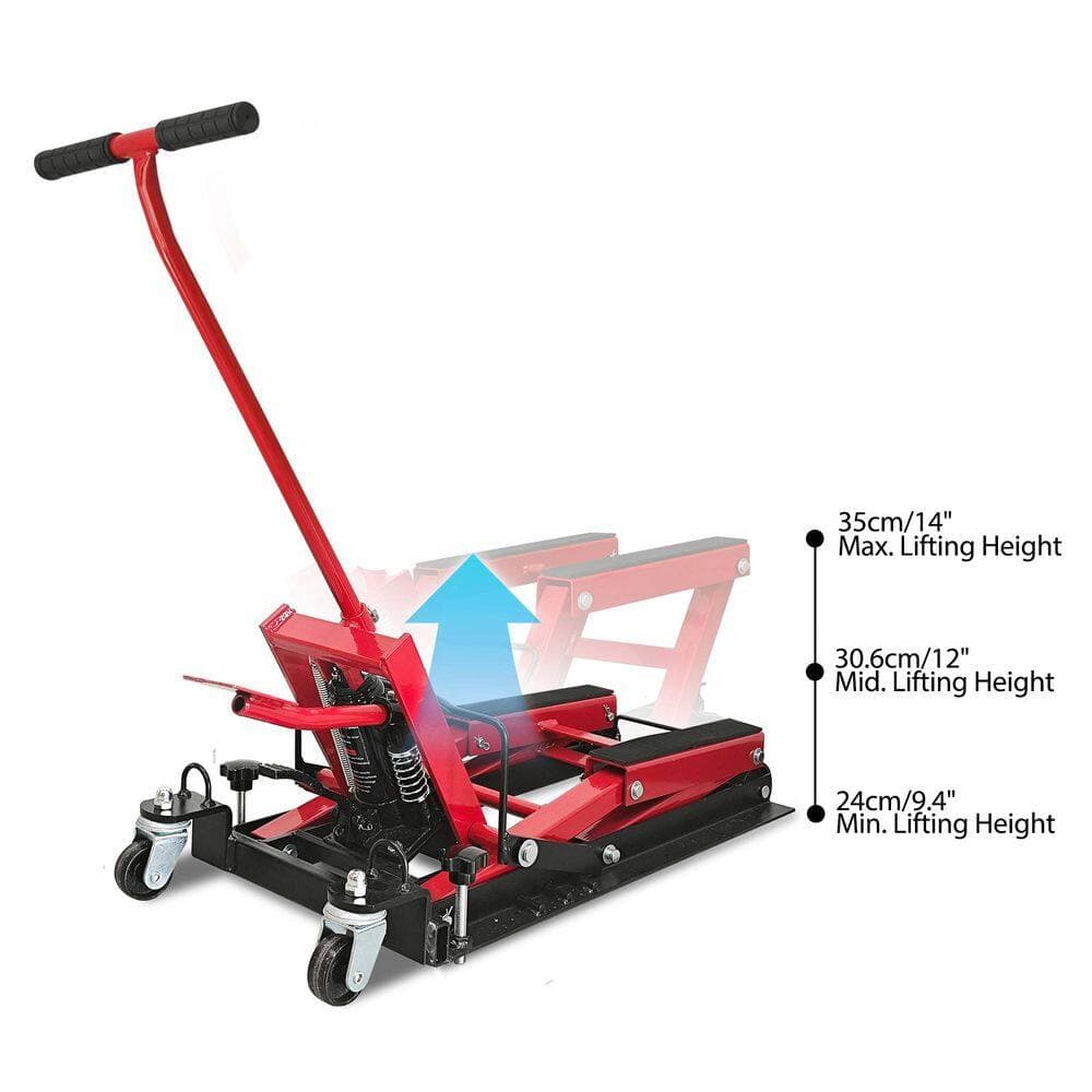 maocao hoom Hydraulic Motorcycle Lift Jack, 1500 lbs. Capacity, ATV Scissor Lift Jack Portable Motorcycle Lift Table with 4-Casters (2)