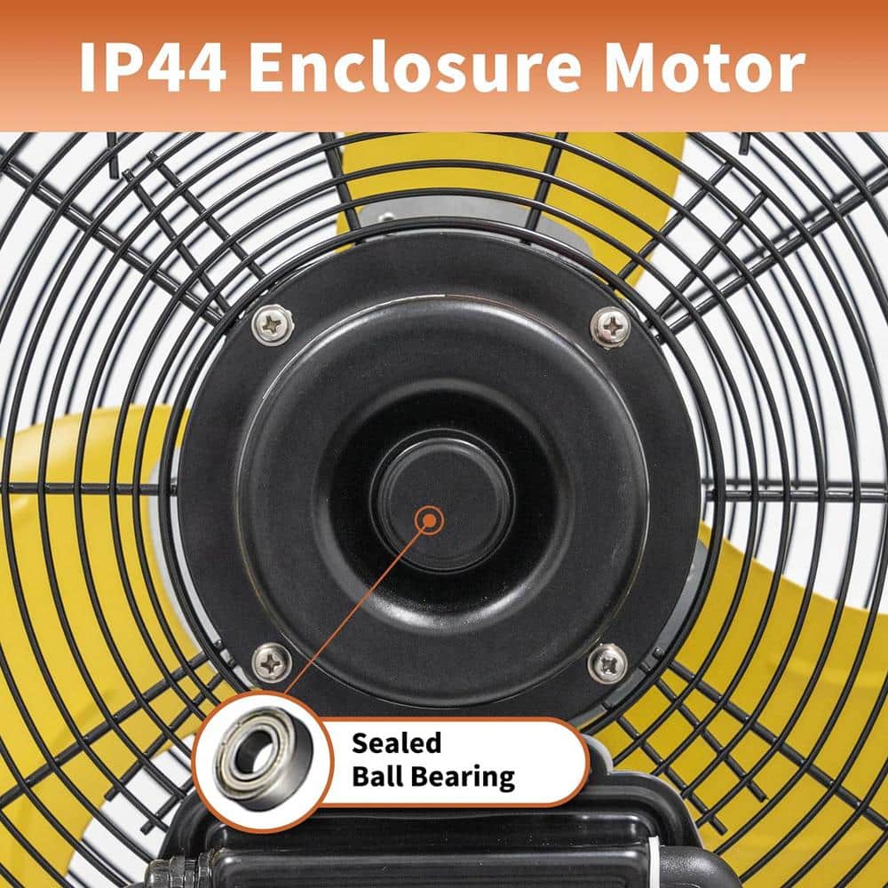 Edendirect 14 in. 3-Speed Oscillating High Velocity Indoor/Outdoor Wall Mount Fan in Yellow with IP44 Enclosure Motor (2)