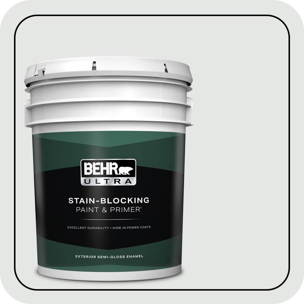 BEHR ULTRA 5 gal. #PPU26-13 Silent White Semi-Gloss Enamel Exterior Paint & Primer
