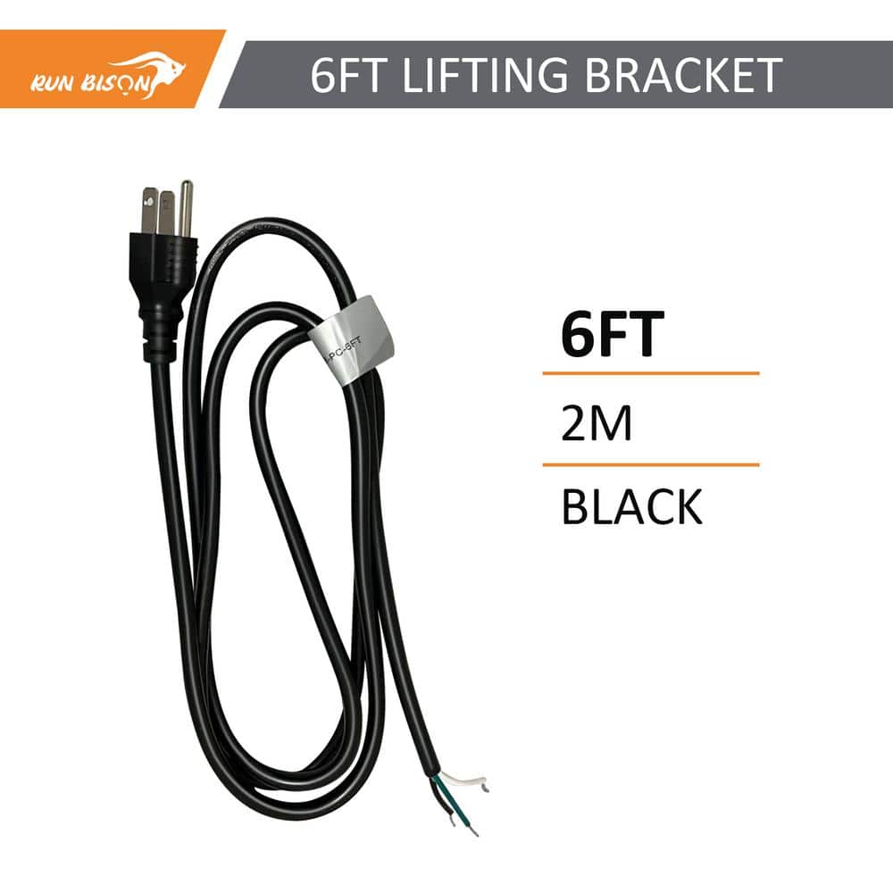 RUN BISON 6 ft. 10Amp 41/016 Conductors SJTW-18 Wire Gauge UFO High Bay Light Appliance Indoor UL Listed Extension Cord in Black (2)
