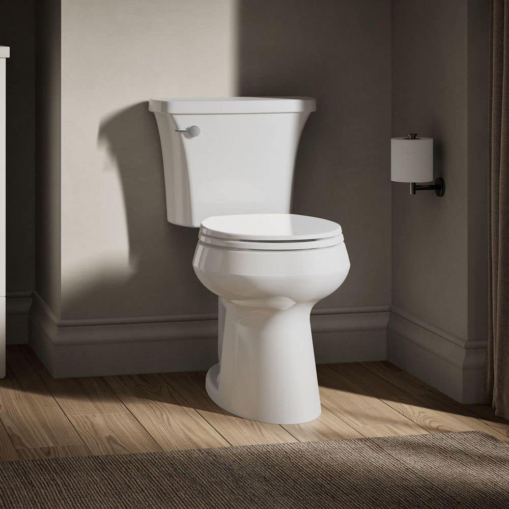 KOHLER Highline Arc 12 in. Rough In 2-Piece 1.28 GFP Single Flush Round Chair Height Toilet in White with Soft Close Seat (3)