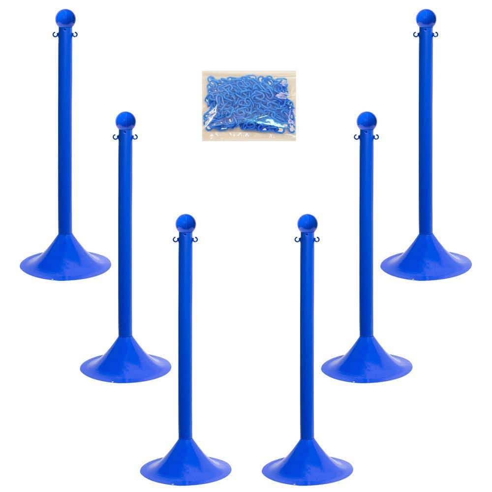 Mr. Chain 2 in. Light Duty Stanchion and Chain Kit in Blue