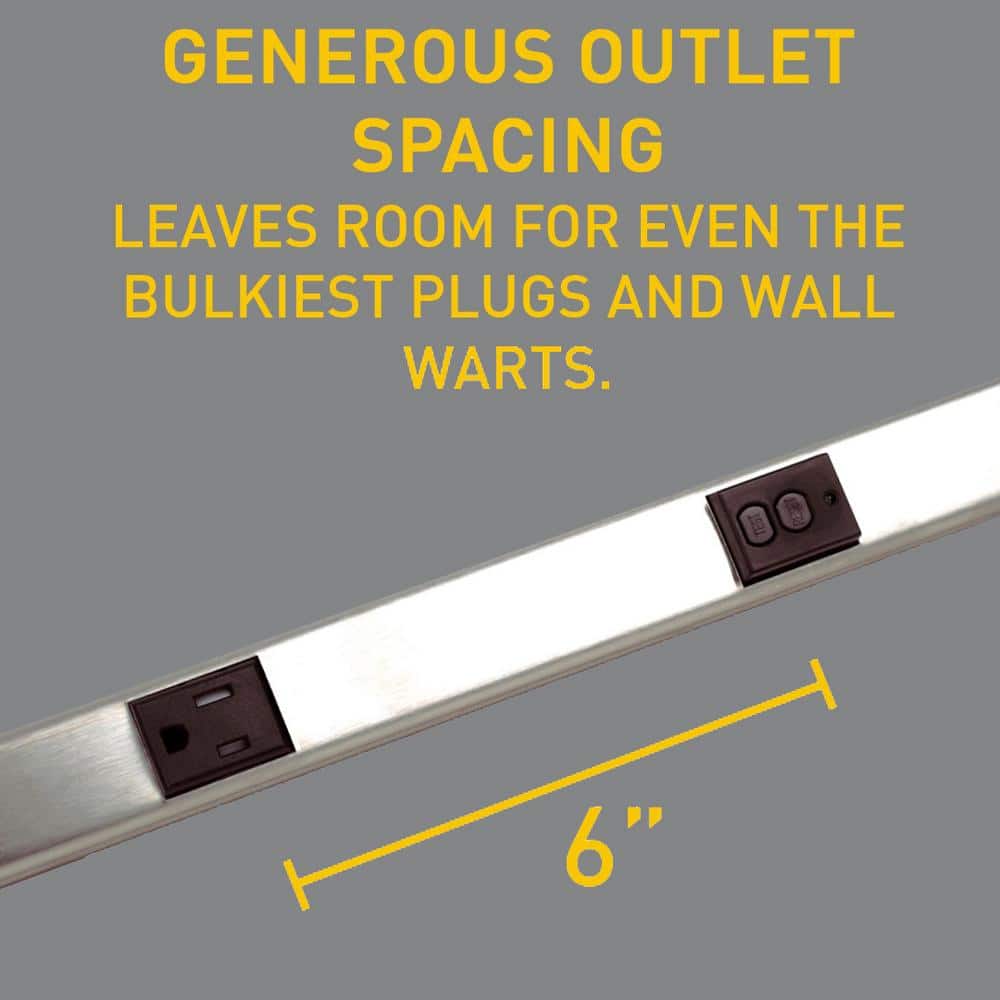 Legrand Wiremold Plugmold Stainless Steel 3 ft. GFCI 5-Outlet Hardwired Power Strip (3)