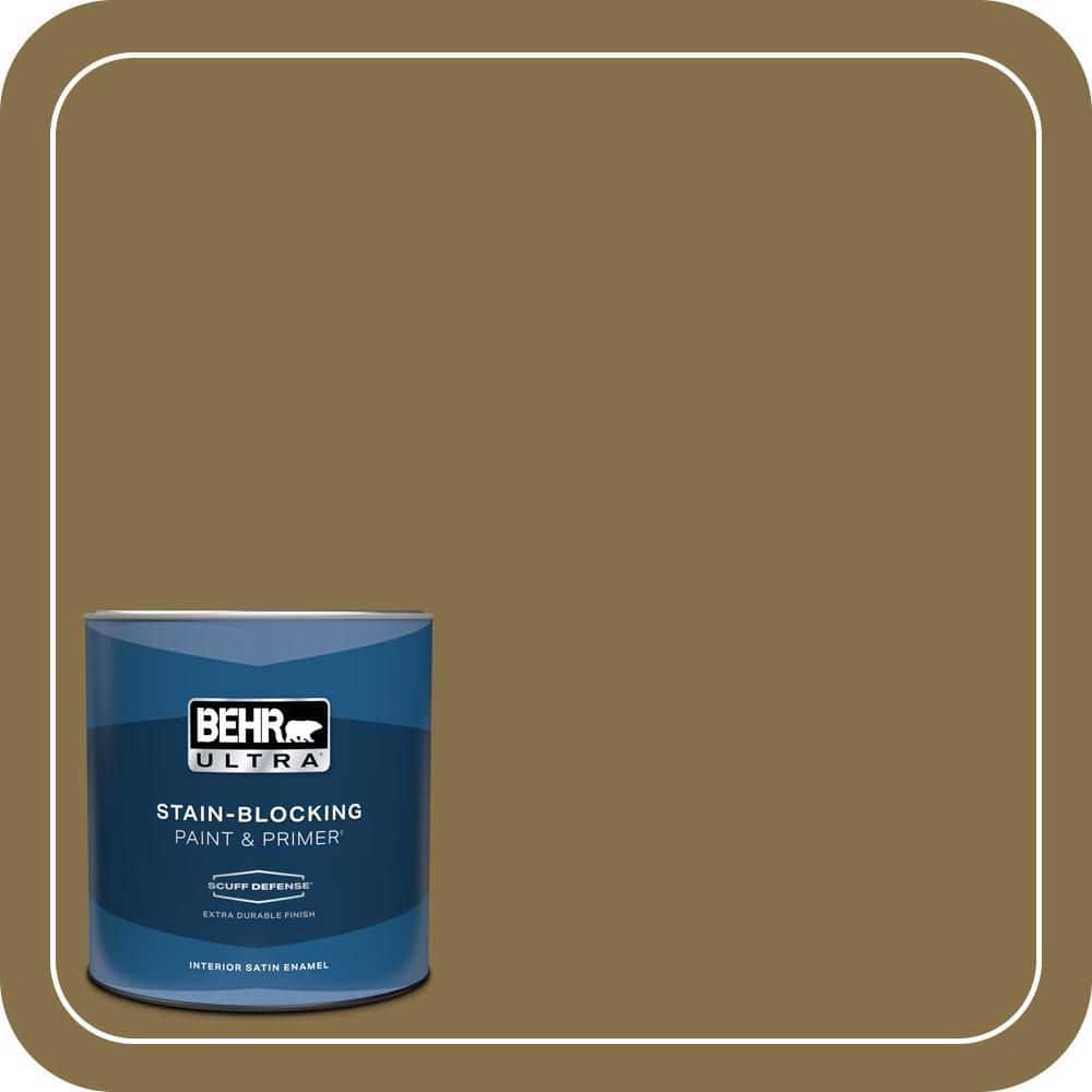 BEHR ULTRA 1 qt. #S320-7 African Plain Extra Durable Satin Enamel Interior Paint & Primer