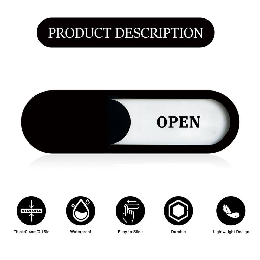 LAIFUCAM 1-Pack 7.4 x 2.2 in. Acrylic Open Closed Privacy Slider Business Door Sign Easy Install for Office Shop Restroom (3)
