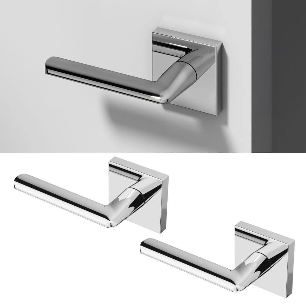Okun Mirra Metal Chrome Dummy Door Handle with Square Rosette 2-Pack