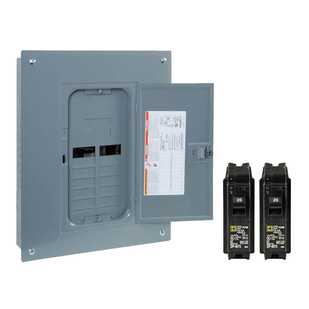 Square D Homeline 125Amp 12-Space 24-Circuit Indoor Main Lug plug on neutral Electrical Panel w/Cover,Ground Bar HOM1224L125PGCVP (2)