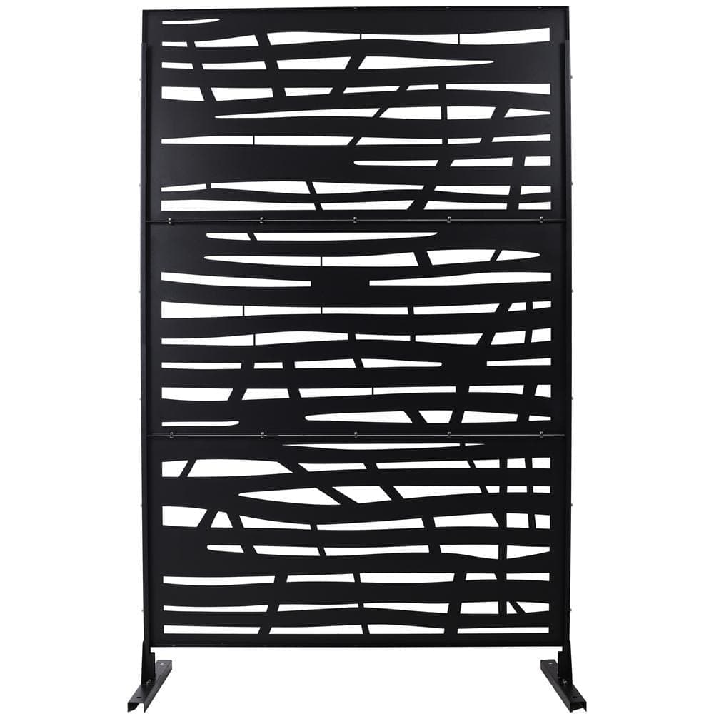 Kahomvis 6.3 ft. x 4 ft. Black Outdoor Steel Decorative Privacy Screen, Indoor Metal Privacy Fence Panel (1)