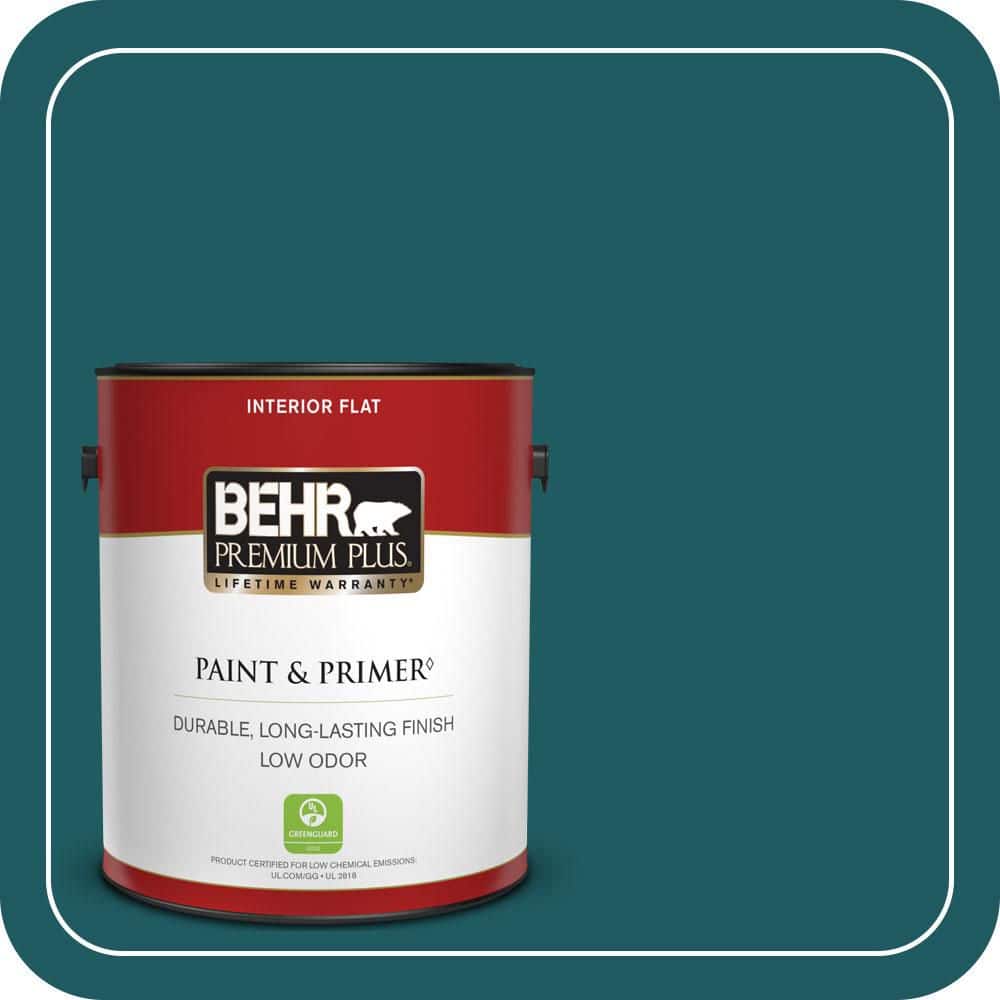 BEHR PREMIUM PLUS 1 gal. #S-H-510 Moonlit Pool Flat Low Odor Interior Paint & Primer
