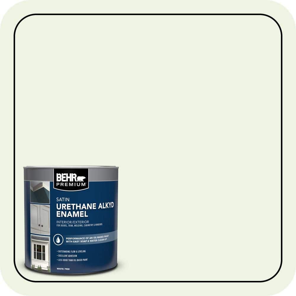 BEHR PREMIUM 1 qt. #430A-1 Mint Hint Satin Enamel Urethane Alkyd Interior/Exterior Paint (1)