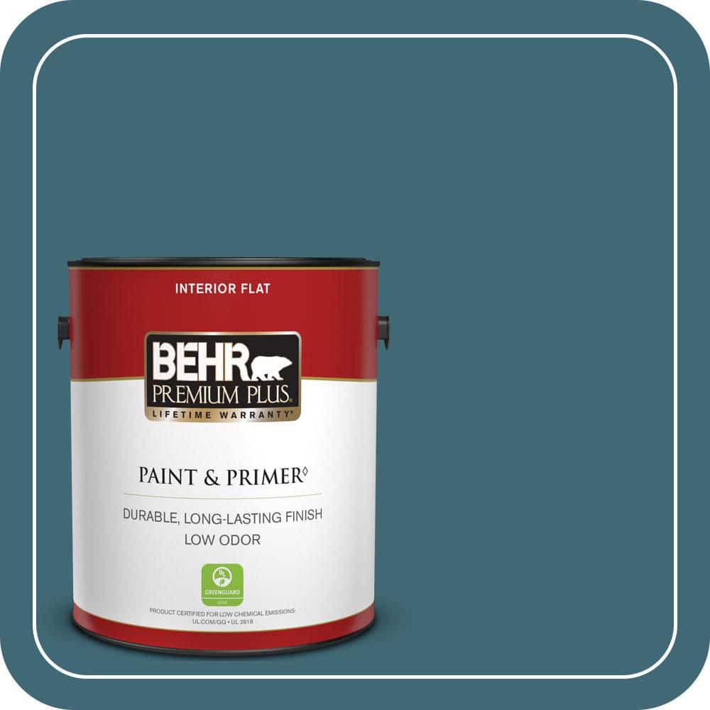 BEHR PREMIUM PLUS 1 gal. #PMD-45 Teal Mosaic Flat Low Odor Interior Paint & Primer