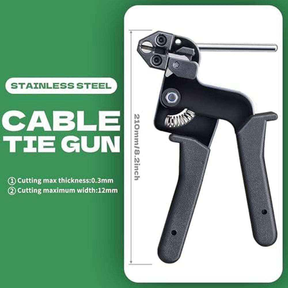 Unbranded 11.8 in. Stainless Steel Cable Tie Gun Tool with 150PCS UV Resistant Heavy Duty Ties for Fence Exhaust Pipe (150-Pack) (3)