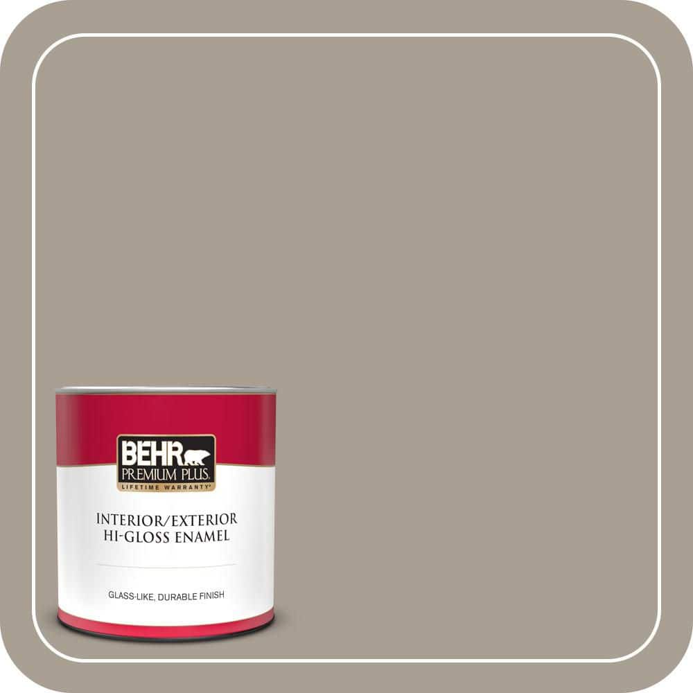 BEHR PREMIUM PLUS 1 qt. #T12-12 Jackal Hi-Gloss Enamel Interior/Exterior Paint & Primer (1)
