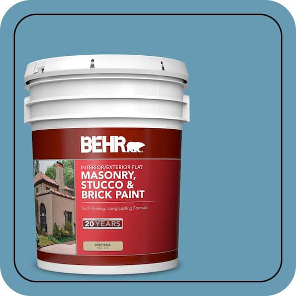 BEHR 5 gal. #S490-4 Yacht Blue Flat Interior/Exterior Masonry, Stucco and Brick Paint (2)