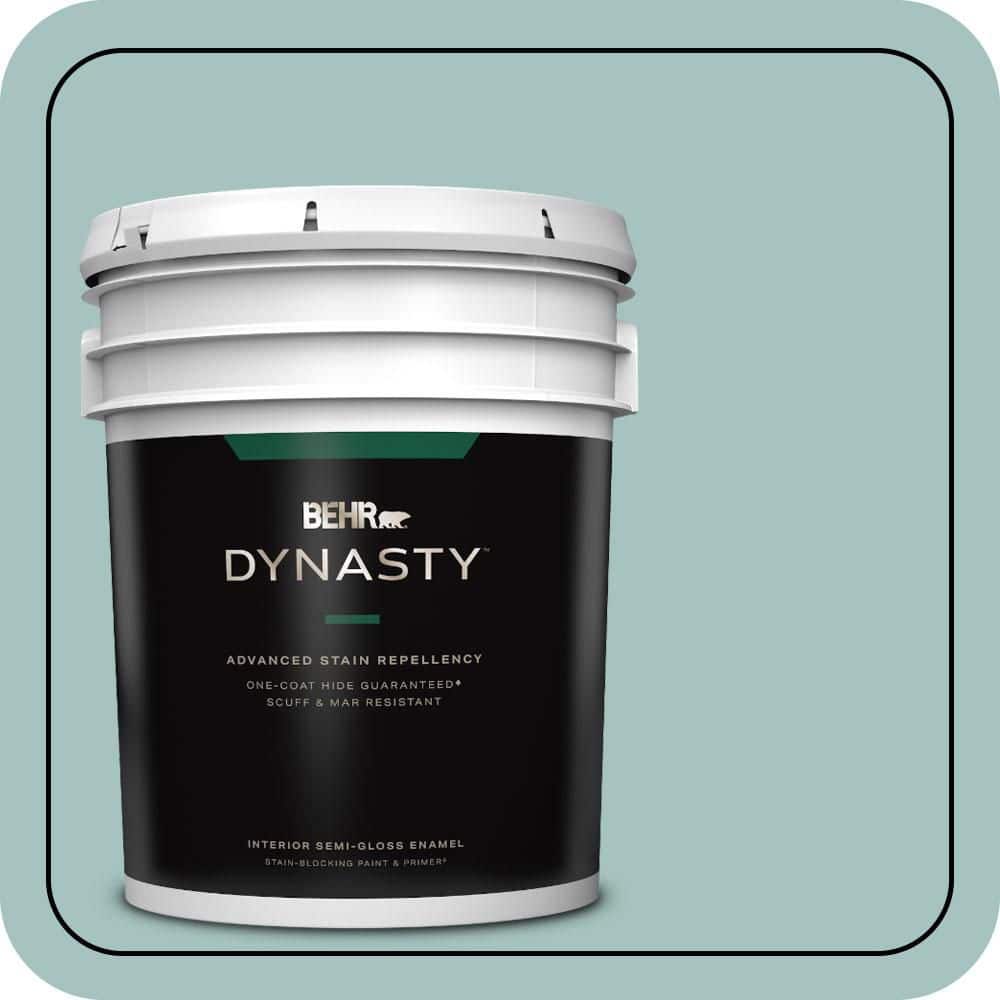 BEHR DYNASTY 5 gal. #T17-08 Polished Aqua Semi-Gloss Enamel Interior Stain-Blocking Paint & Primer