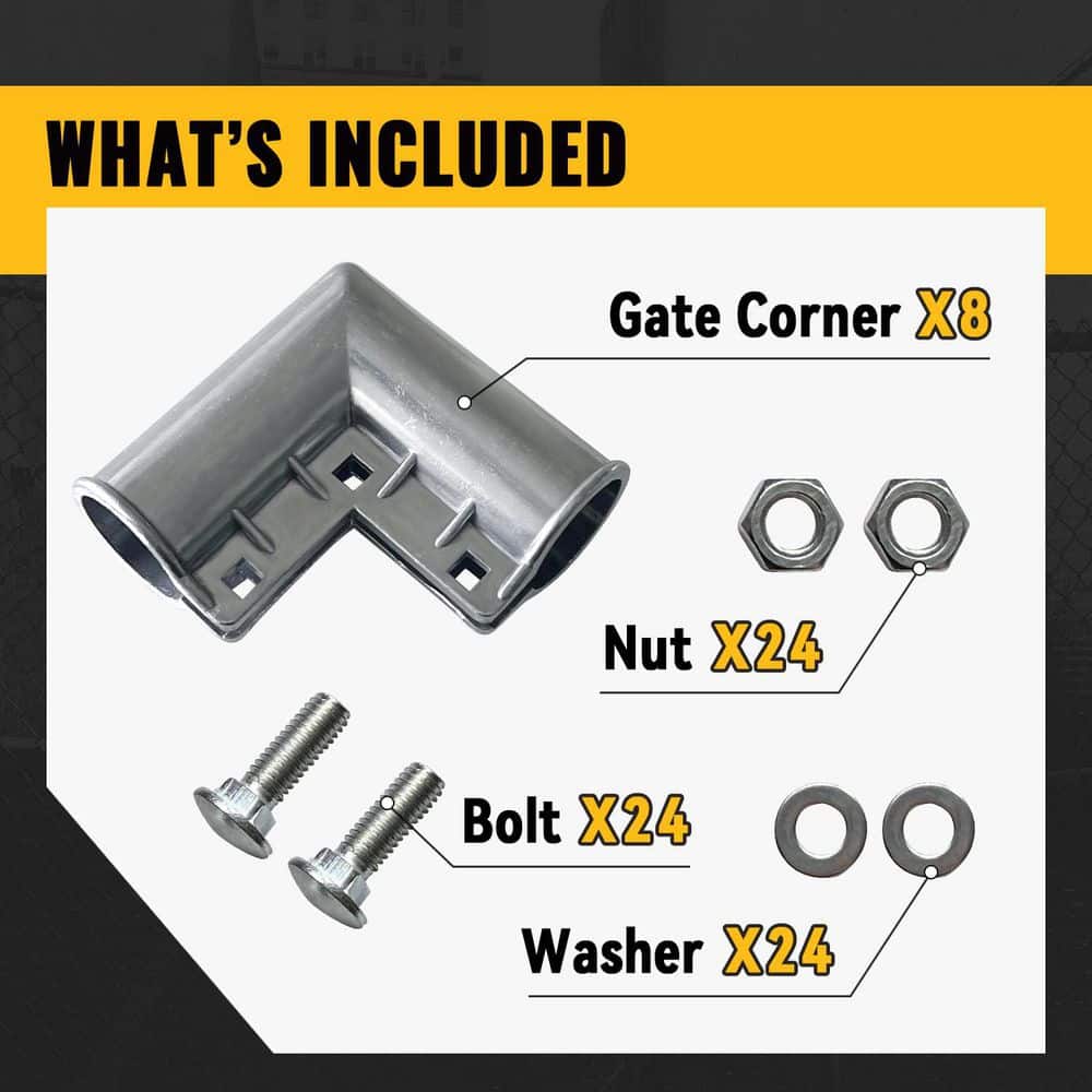 Laybus 1-3/8 in. x 1-3/8 in. Metal Chain Link Fence Gate Corner, Aluminum 90° Gate Elbow, Chain Link Fence Fittings, 8 Pcs (2)