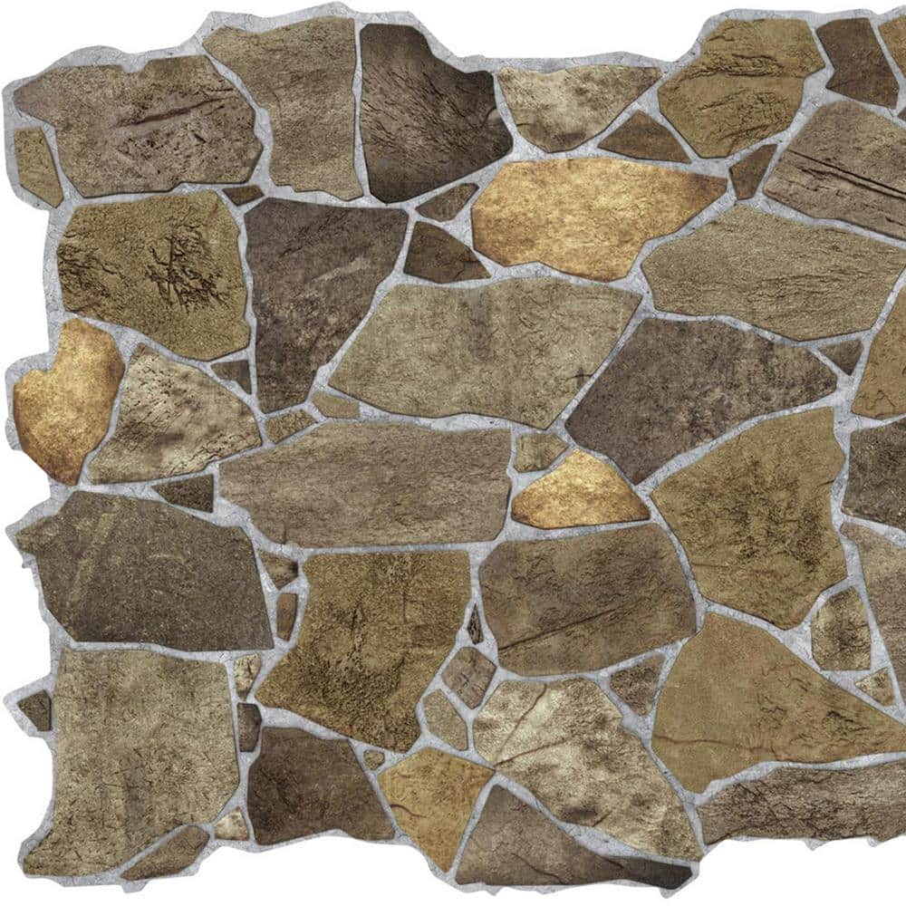 Dundee Deco 3D Falkirk Renfrew II 1/50 in. x 39 in. x 25 in. Brown Faux Stone PVC Decorative Wall Paneling (1)