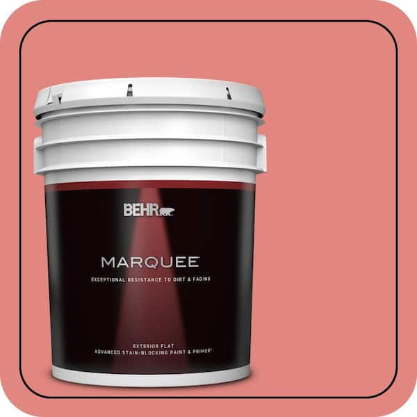BEHR MARQUEE 5 gal. #PPU1-04A Watermelon Punch Flat Exterior Paint & Primer (2)