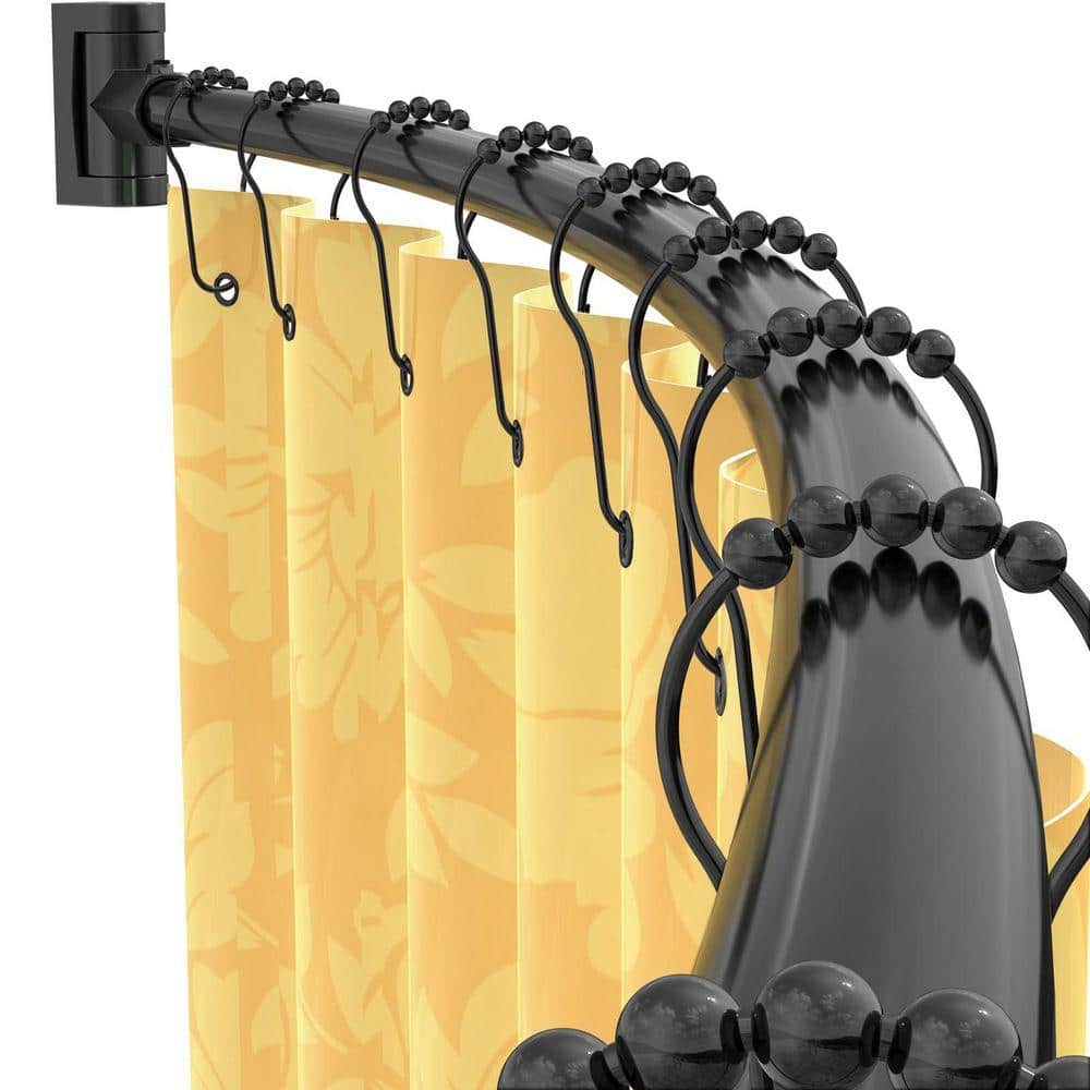 Lynzavix 72 in. Aluminum Curved Shower Curtain Rod with ABS Brackets for Extra Shower Space in Matte Black (1)
