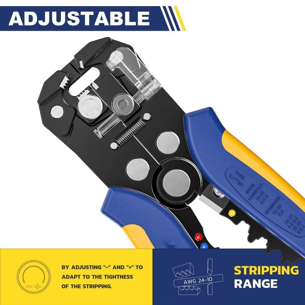 phyfalip 3 in 1 Stripper Cutter Crimping Heavy Duty Automatic Electrical Wire Stripper Self-Adjusting Wire Stripper for 10-24 AWG (3)