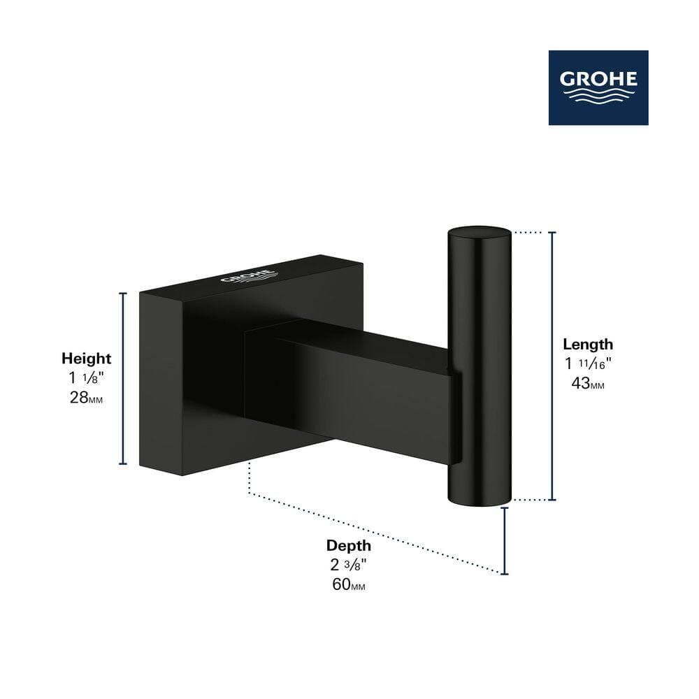 GROHE Essentials Cube Single Knob Robe/Towel Hook in Brushed Nickel (2)