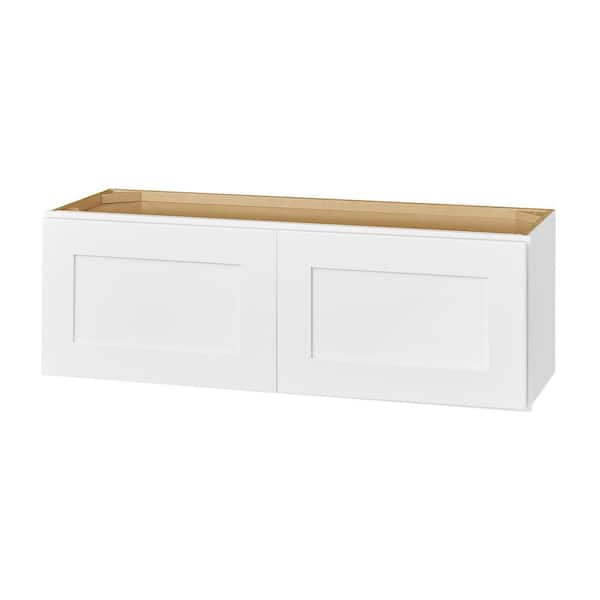 Hampton Bay Avondale 36 in. W x 12 in. D x 12 in. H Ready to Assemble Plywood Shaker Wall Bridge Kitchen Cabinet in Alpine White (2)