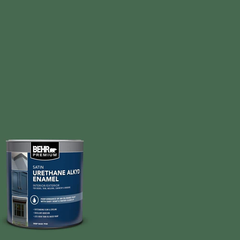 BEHR PREMIUM 1 qt. #M410-7 Perennial Green Satin Enamel Urethane Alkyd Interior/Exterior Paint (1)