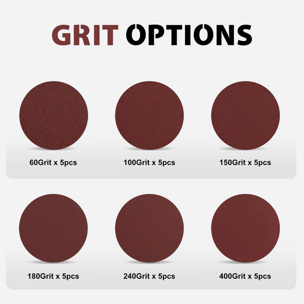LAIFUCAM PSA Sanding Discs with 10 Grits Aluminum Oxide Self Stick for Random Orbital Sander 100 -pieces Pack (3)