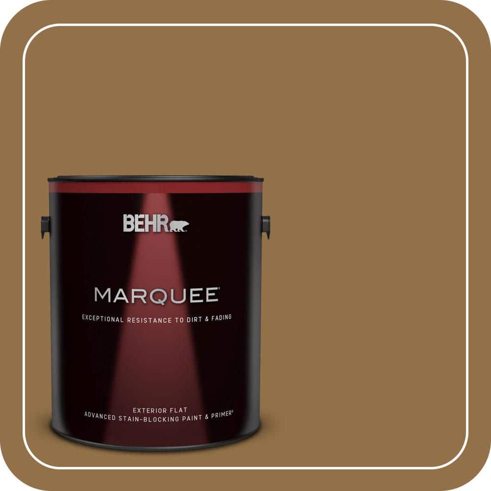 BEHR MARQUEE 1 gal. #N280-7 Brass Button Flat Exterior Paint & Primer