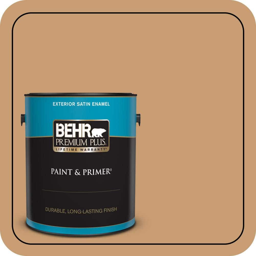 BEHR PREMIUM PLUS 1 gal. #S270-5 Gingersnap Satin Enamel Exterior Paint & Primer