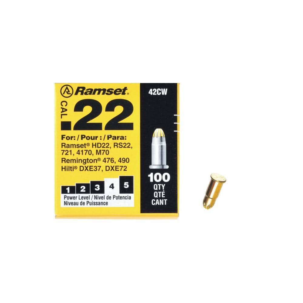 Ramset 0.22 Steel & Concrete Strip/Single-Use Load/Booster Caliber Yellow Single Shot Powder Loads (100-Count) (1)