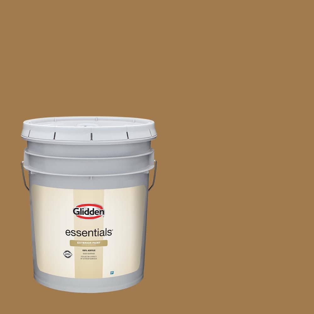 Glidden Essentials 5 gal. PPG1089-7 Caramelized Pecan Satin Exterior Paint