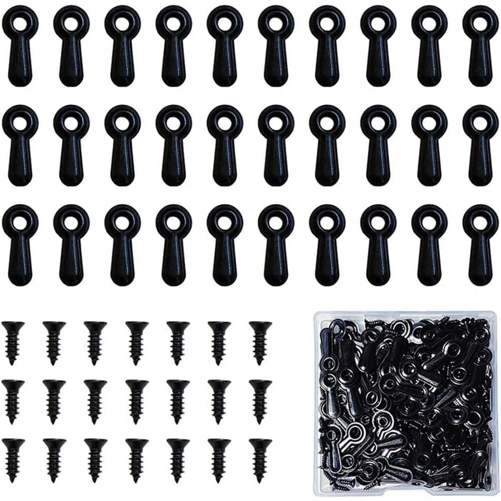 Adrinfly Metal Picture Frame Turn Button Fasteners Set with Screws for Hanging Photos and Artwork, 100-Pieces Black (1)