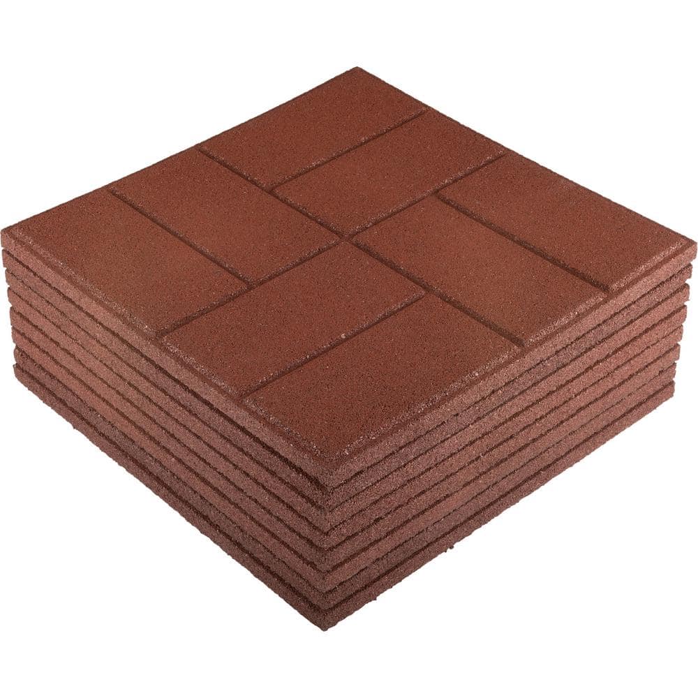 Pure Garden 5.33 ft. x 5.33 ft. Rubber Deck Tile in Brick Red (14.2 sq. ft.) (8-Pack)