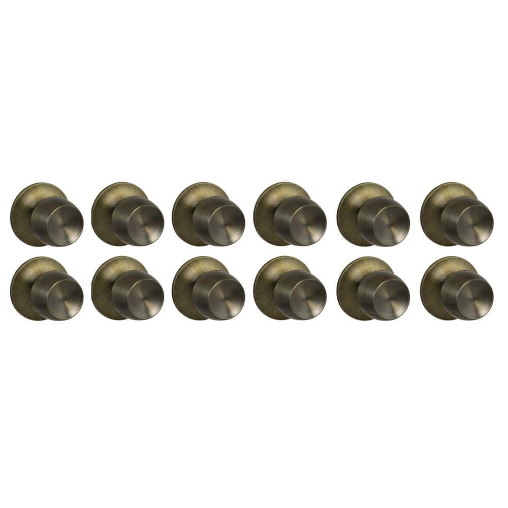 Defiant Brandywine Antique Brass Hall/Closet Door Knob (12-Pack)