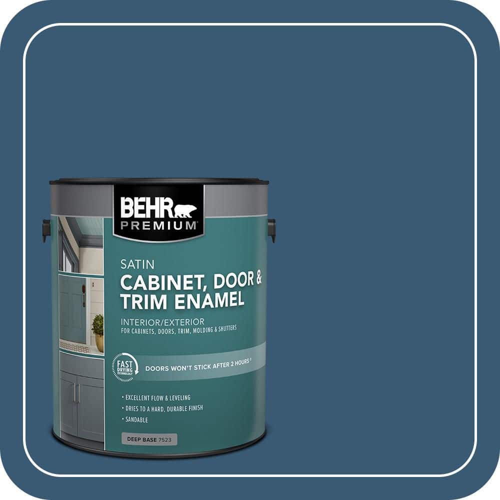 BEHR PREMIUM 1 gal. #M500-6 Express Blue Satin Enamel Interior/Exterior Cabinet, Door & Trim Paint (1)