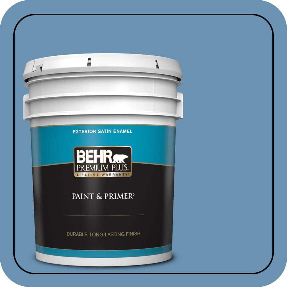 BEHR PREMIUM PLUS 5 gal. #M510-4 Brittany Blue Satin Enamel Exterior Paint & Primer