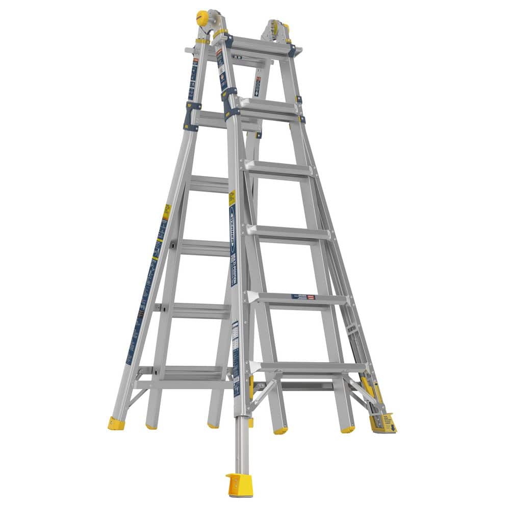 Werner 26 ft. Reach Aluminum 5-in-1 Multi-Position Pro Ladder with Built-in Leveling, 375 lb. Load Capacity Type IAA Duty