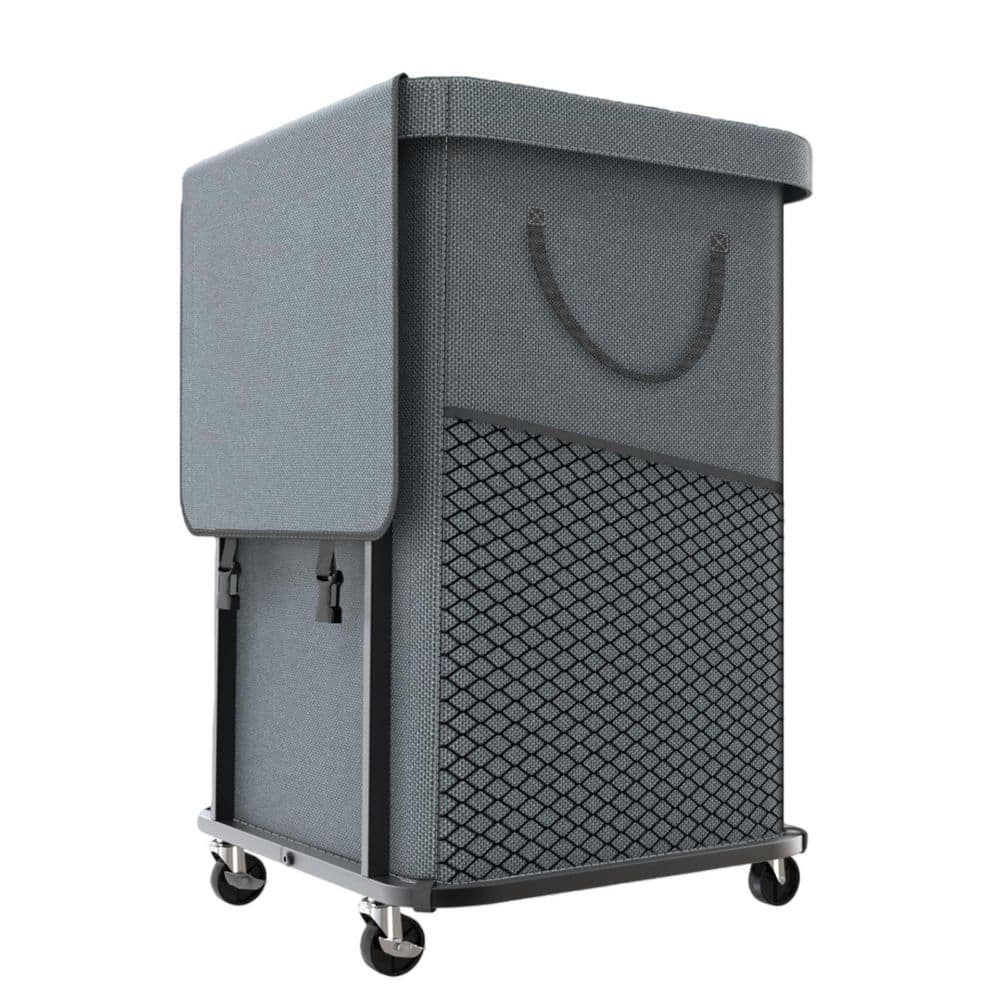 Wudkey 40 Gal. Large Laundry Basket with Wheels Metal Frame and Removable Bag, Storage Container for Bathroom